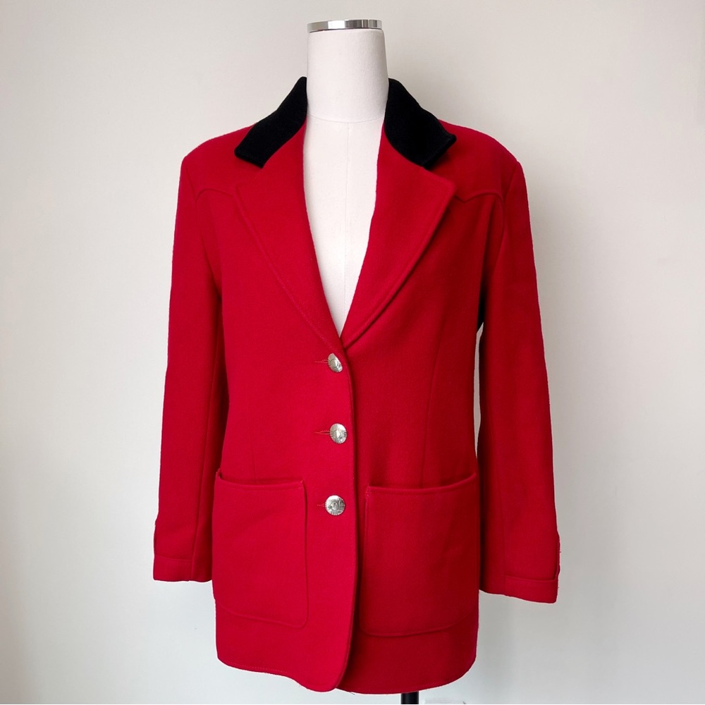 VINTAGE Pioneer Wear Womens Western Red Wool Jacket USA Size Large